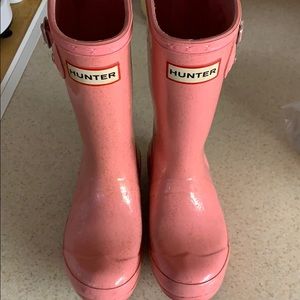 Glitter pink hunter boots